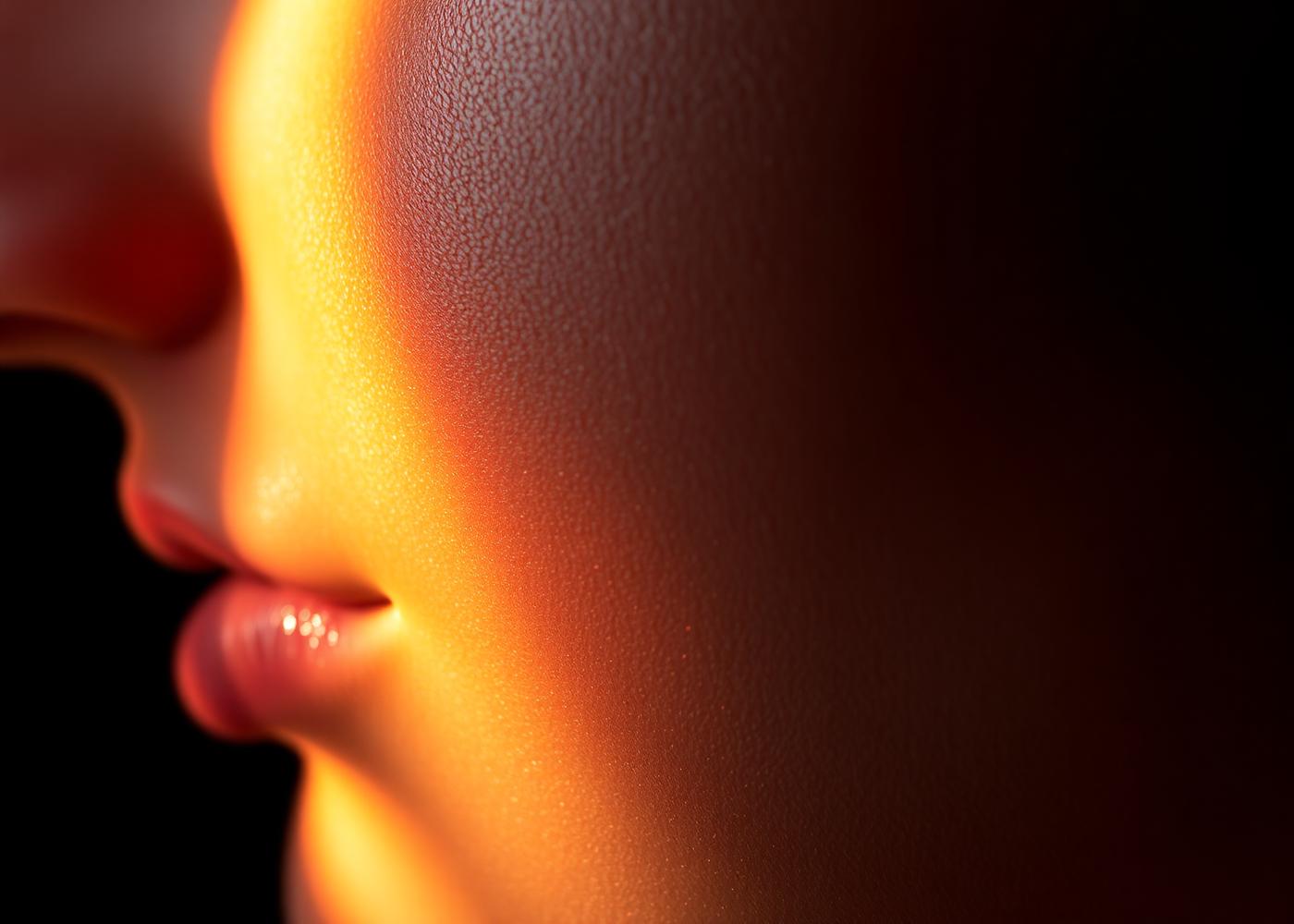 Macro close-up of radiant, healthy skin
